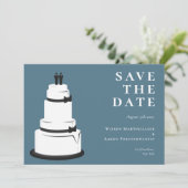 Grooms Wedding Cake Blue LGBTQ Save the Date (Stehend Vorderseite)