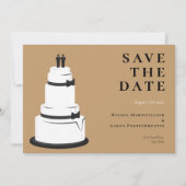 Grooms Wedding Cake Camel Brown LGBTQ Save The Date (Vorderseite)