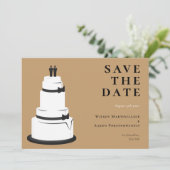 Grooms Wedding Cake Camel Brown LGBTQ Save The Date (Stehend Vorderseite)