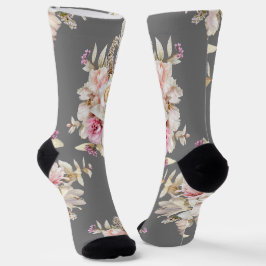 Grooms Wedding Floral Bouquet Muster auf Grau Socken