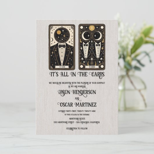 Grooms Wedding Tarot Einladung (Stehend Vorderseite)