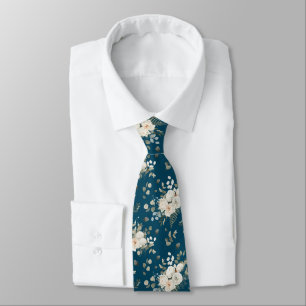 Grooms White Wedding Floral Bouquet auf Blue Krawatte