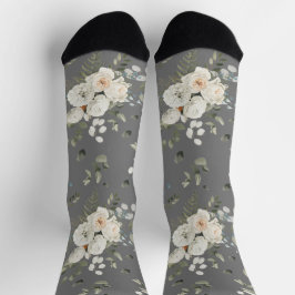 Grooms White Wedding Floral Bouquet auf Gray Socken