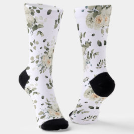 Grooms White Wedding Floral Bouquet Muster Socken