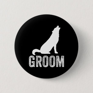 Grooms Wolf Bachelor Wedding Trauzeugen Team Party Button