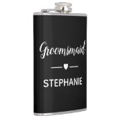 Groomsmaid White on Black Personalisiert Wedding Flachmann (Rechts)