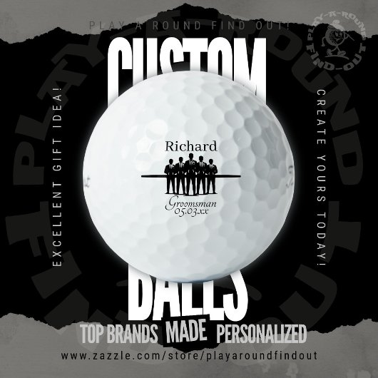 Groomsman Bachelor Party Silhouette Name Date Golfball