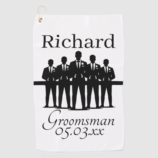 Groomsman Bachelor Party Squad Silhouette Name Golfhandtuch (Vorderseite)