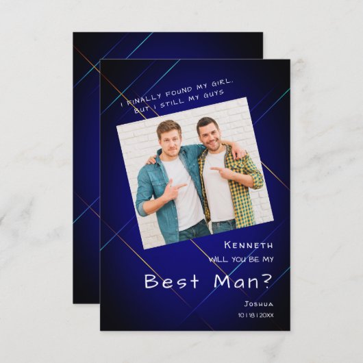 Groomsman Best Man Proposal on Dark Background Einladung (Vorne/Hinten)