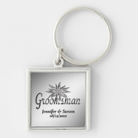 Groomsman Black and White Custom Keychains Schlüsselanhänger (Vorne)