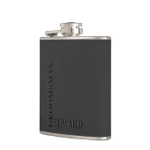 Groomsman Black Typography Embossed Look Monogram Flachmann (Links)