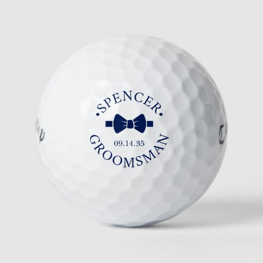 Groomsman Blue Bow Tie Golfball (Vorderseite)