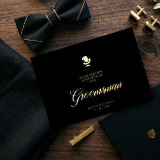 Groomsman Funny Wedding Minimalist Proposal Card Folieneinladung
