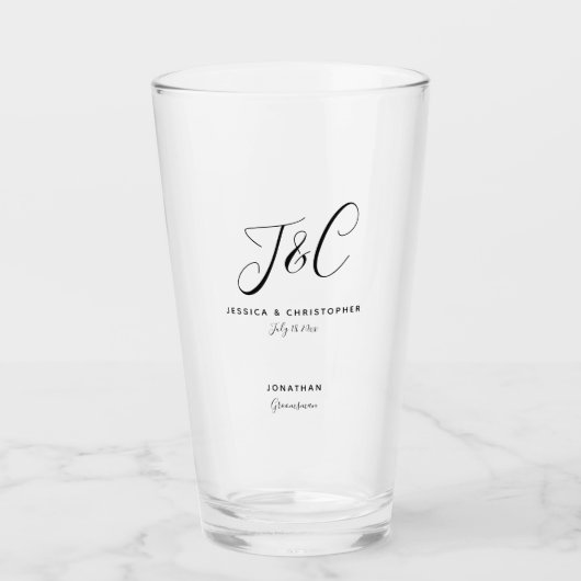 Groomsman Gift Monogram Initials Wedding Minimal Glas (Vorderseite)