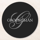 Groomsman Monogram Runder Pappuntersetzer (Vorderseite)
