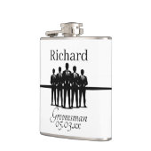 Groomsman Name Date Suit Silhouette Wedding Party Flachmann (Links)