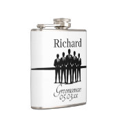 Groomsman Name Date Suit Silhouette Wedding Party Flachmann (Rechts)