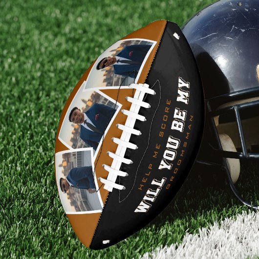 Groomsman Proposal 3 Photo Brown & Black Football