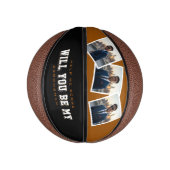 Groomsman Proposal 3 Photo Brown & Black Mini Basketball (Vertikal)