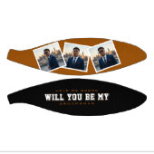 Groomsman Proposal 3 Photo Brown & Black Mini Basketball (Panele)