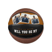 Groomsman Proposal 3 Photo Brown & Black Mini Basketball (Vorderseite)