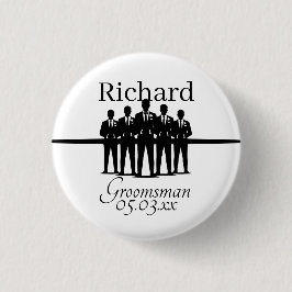 Groomsman Squad Silhouette Wedding Party Name Date Button