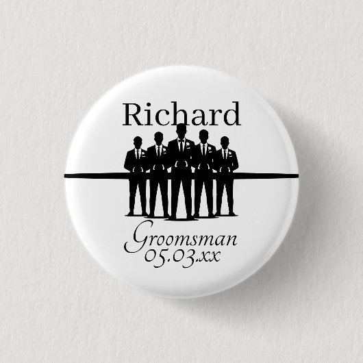 Groomsman Squad Silhouette Wedding Party Name Date Button (Vorderseite)