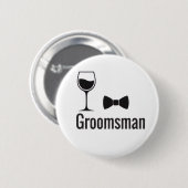 Groomsman Wine Glass and Bow Tie Button Pin  (Vorne & Hinten)