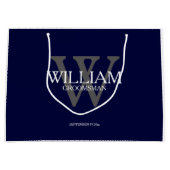 Groomsmen Gift Monogram Modern Navy Blue Große Geschenktüte (Vorderseite)