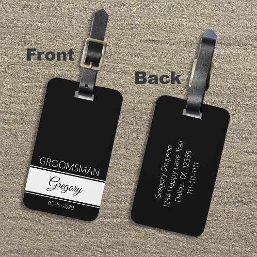 Groomsmen Thank You Monogram Black Luggage Tags  Gepäckanhänger