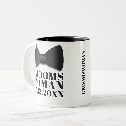 Groomswoman Gastgeschenk Hochzeit Tuxedo Bow Krawa Zweifarbige Tasse (Vorderseite Links)