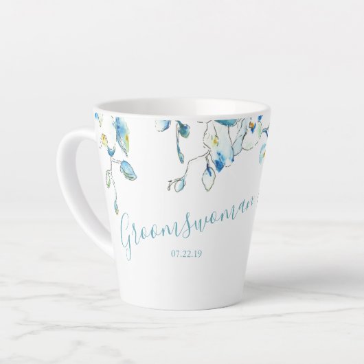 Groomswoman Gift Blue Watercolor Orchid Tasse (Linke Ecke)