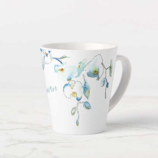 Groomswoman Gift Blue Watercolor Orchid Tasse (Rechte Ecke)