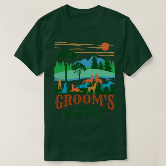Groomx27s Wolf Pack Hochzeit T-Shirt (Design vorne)