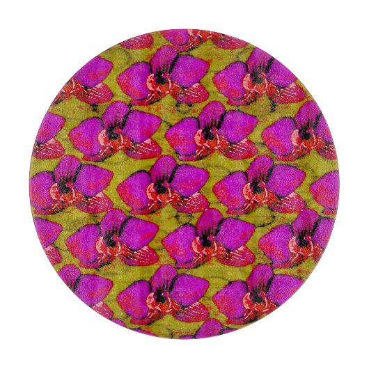Grooovy Magenta Blumen-Design Schneidebrett (Vorderseite)