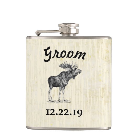 Groove Flask Vintag Elch Flachmann (Vorderseite)