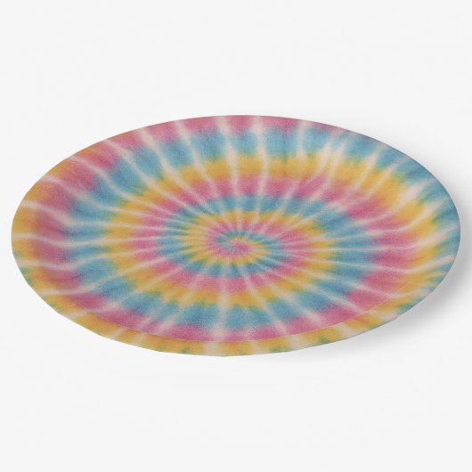 Groove Gefärbte Krawatte Paper Teller (Schrägansicht)