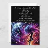 Groove & Glow: Dance Party Vibe Einladung (Vorne/Hinten)