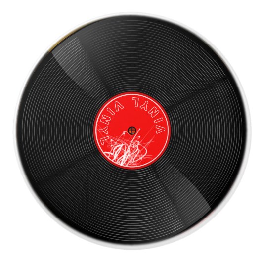 Groove in Nostalgia - Retro Vinyl Record Keramikknauf (Vorderseite)