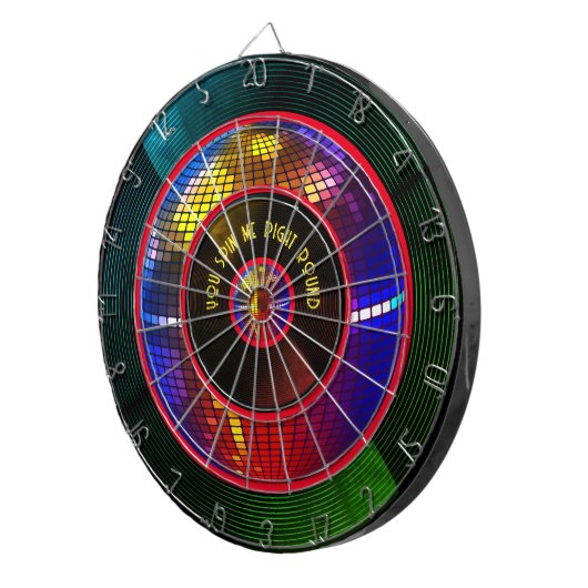 Groove in Style mit unserer Spin Me Right Round Dartscheibe (Vorderseite rechts)
