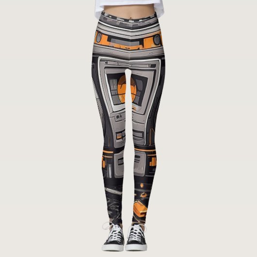 Groove in Style: Retro Boombox Leggings (Vorderseite)