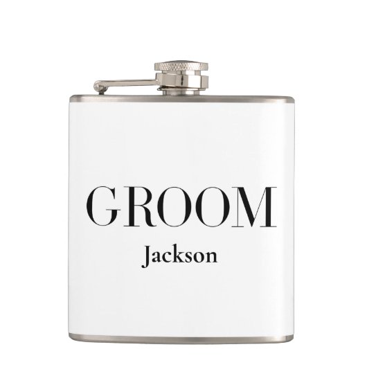 Groove Personalisiert White Black Modern Simple Flachmann (Vorderseite)