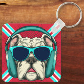 Groove Pup Metal Square Schlüsselanhänger (Rückseite)