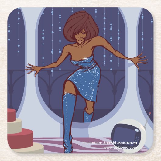 Groove Train Rechteckiger Pappuntersetzer (Vorderseite)