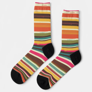 Groove Waves 70er Psychedelic Line Muster Collecti Socken