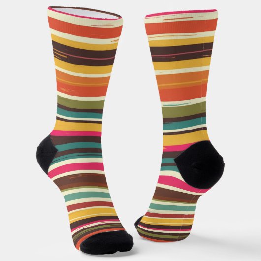 Groove Waves 70er Psychedelic Line Muster Collecti Socken (Gewinkelt)