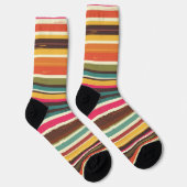 Groove Waves 70er Psychedelic Line Muster Collecti Socken (Rechts)