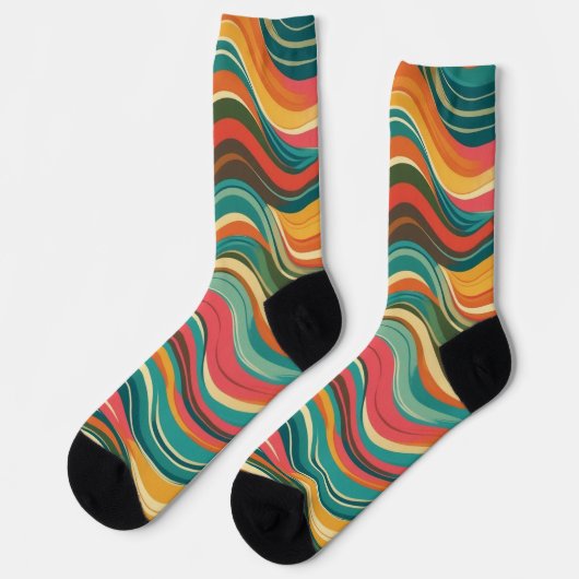 Groove Waves 70er Psychedelic Line Muster Collecti Socken (Linkes Detail)