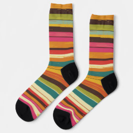 Groove Waves 70er Psychedelic Line Muster Collecti Socken