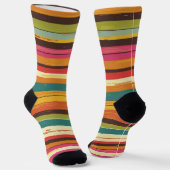 Groove Waves 70er Psychedelic Line Muster Collecti Socken (Gewinkelt)